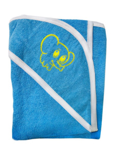 Махровое полотенце детское "Уголок" 95*95 с вышивкой (Голубой)