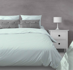 Простыня 1,5-спальная, бязь "Комфорт" (Клеточка, мятный)