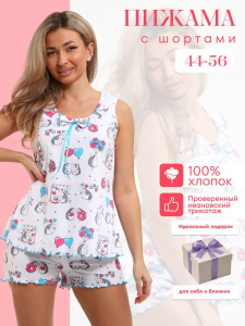 Пижама ночная женская, модель 440, трикотаж (Милые ежи)