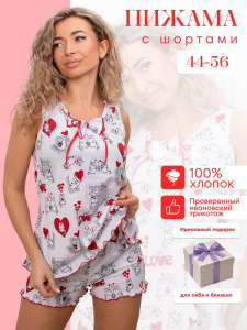 Пижама ночная женская, модель 440, трикотаж (Котики)