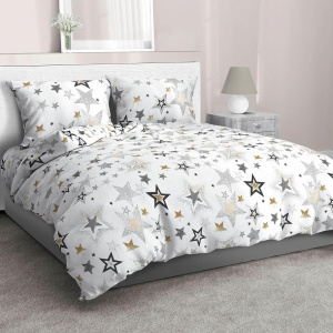 Пододеяльник 2-спальный с вырезом "ромб", бязь ГОСТ (Звездный час, бежевый)