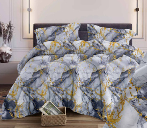 Комплект постельного белья Евростандарт, бязь "Комфорт" (Мрамор, серый)