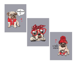 Комплект полотенец 48*60 см, 3 шт., рогожка (Пёсели)