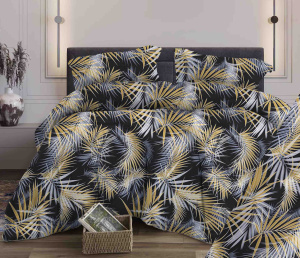 Пододеяльник 1,5-спальный, с вырезом "ромб", бязь "Комфорт" (Тропикана, черный)