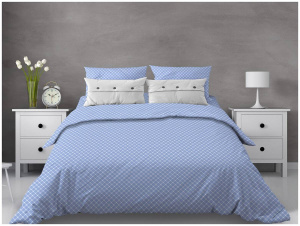 Простыня 1,5 спальная, бязь "Комфорт"(220) (Виши, голубой)