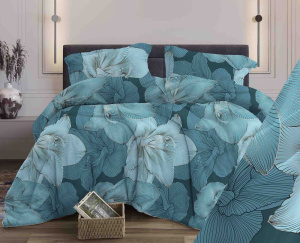 Пододеяльник 1,5-спальный, с вырезом "ромб", бязь "Комфорт" (Богема, бирюзовый)