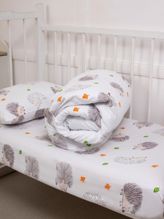 Наволочка 40*60 см, перкаль, детская расцветка (Ёжики)