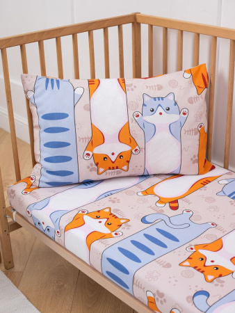 Наволочка 40*60 см, бязь "Комфорт", детская расцветка (Кот батон)
