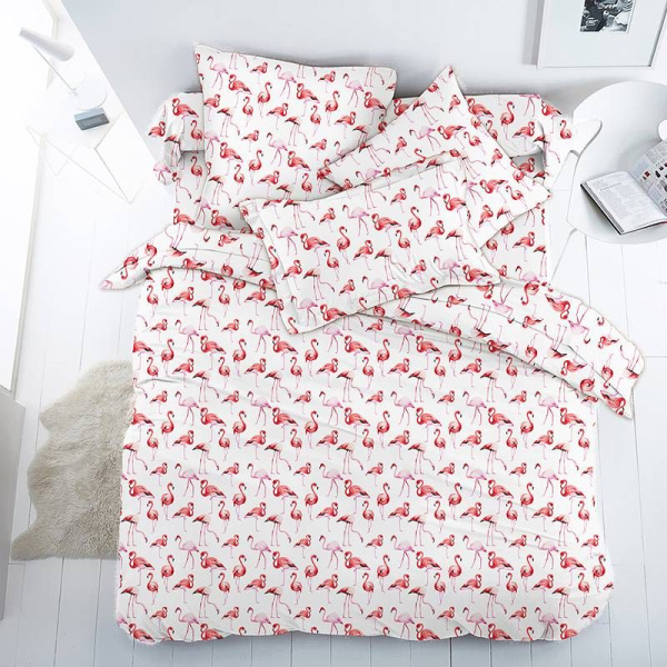 Наволочка 60*60 см, перкаль, детская расцветка (Фламинго)