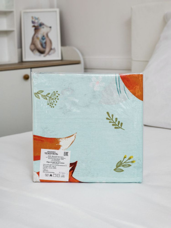 Простыня на резинке 080*160 см, перкаль, детская расцветка (Лисята)