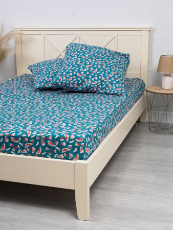 Наволочка 60*60 см, перкаль, детская расцветка (Арбузики, бирюзовый)