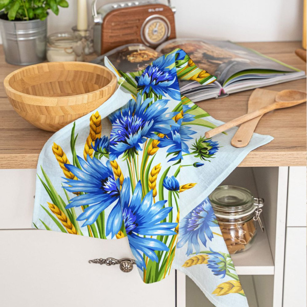 Полотенце 50*60 см вафельное (Васильки)