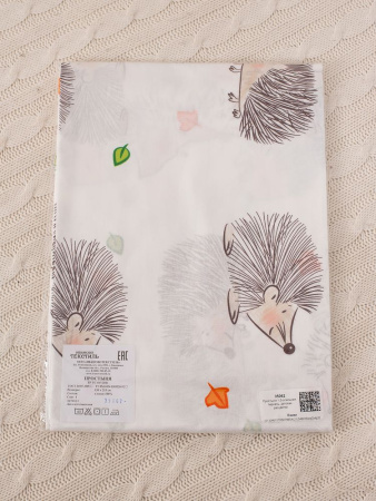 Простыня 1,5-спальная, перкаль, детская расцветка (Ёжики)