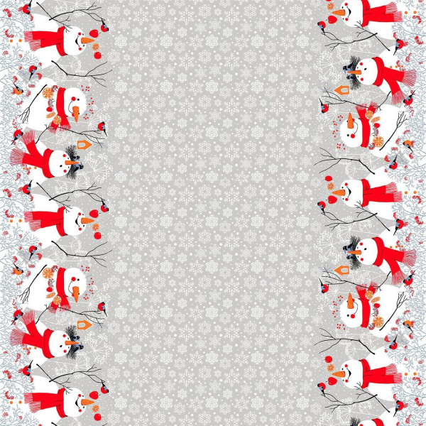 Скатерть 150*250 см, рогожка (Снеговики)