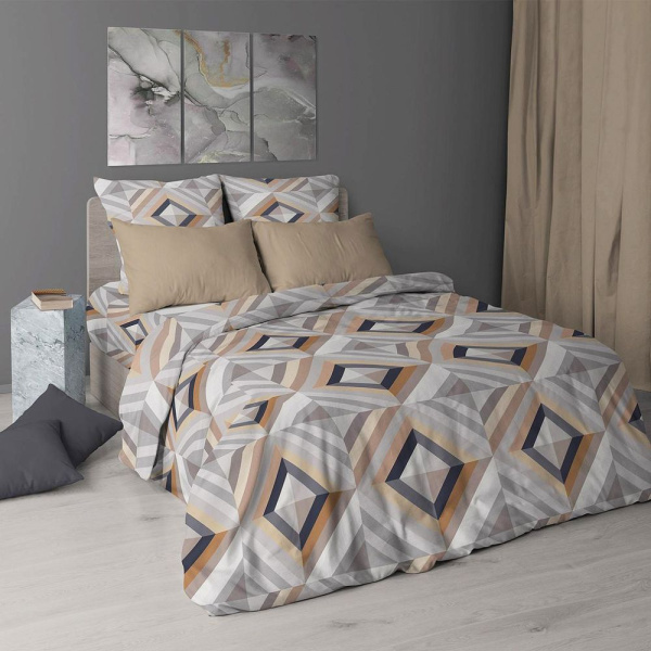 Пододеяльник 2-спальный, перкаль (Графис, бежевый)