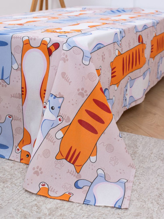 Простыня 1,5-спальная, бязь "Комфорт", детская расцветка (Кот батон)