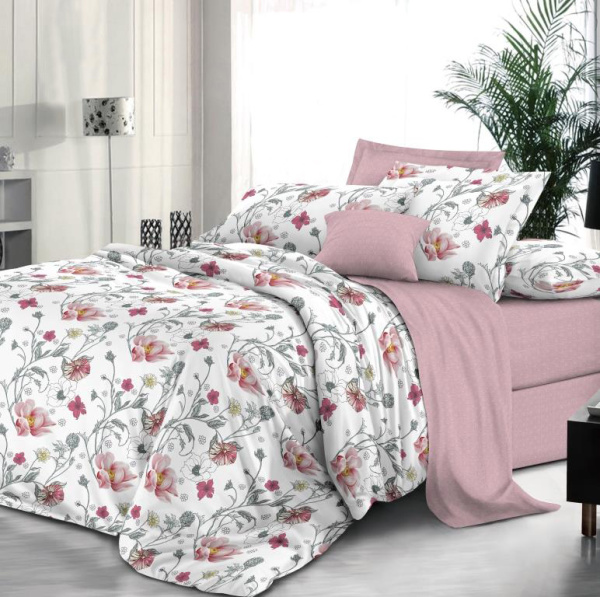 Простыня на резинке 200*200 см, поплин, борт 25 см (Милица (компаньон))