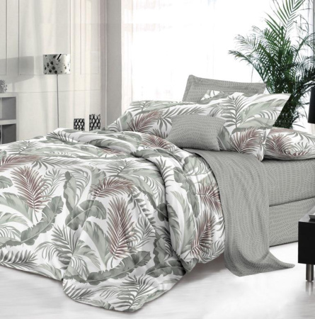 Комплект постельного белья 1,5-спальный, на молнии, поплин (Природный мотив)