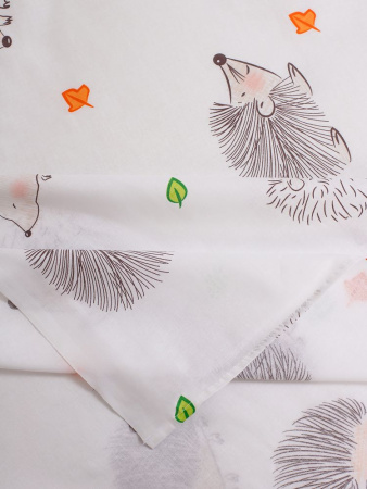 Простыня 1,5-спальная, перкаль, детская расцветка (Ёжики)