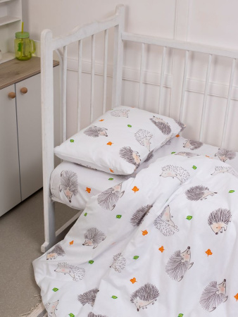 Наволочка 40*60 см, перкаль, детская расцветка (Ёжики)