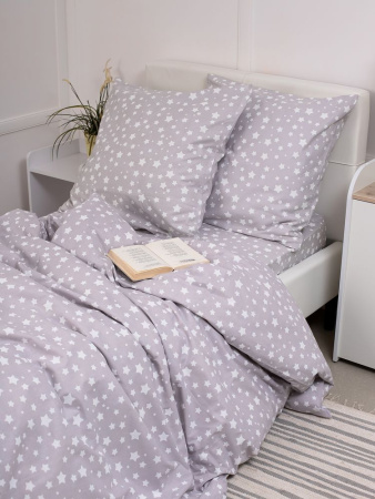 Простыня на резинке 080*160 см, перкаль, детская расцветка (Звёзды)