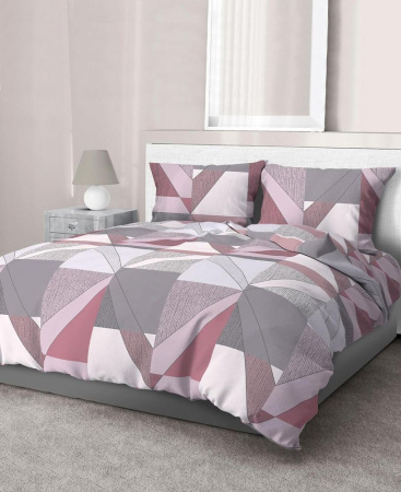 Комплект постельного белья 2-спальный с Евро простыней, перкаль (Тилен, розовый)