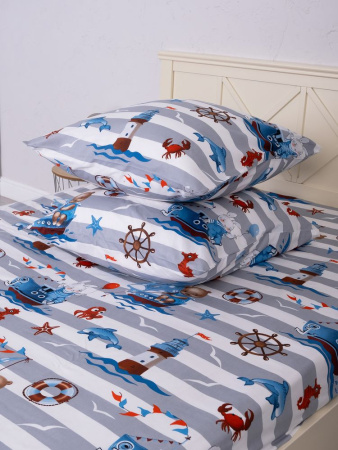 Наволочка 50*70 см, перкаль, детская расцветка (Рыбалка)