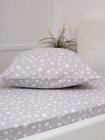 Простыня на резинке 080*160 см, перкаль, детская расцветка (Звёзды)