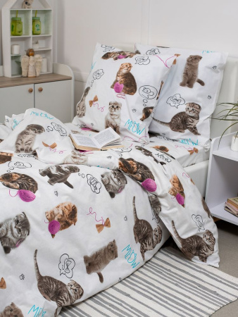 Наволочка 60*60 см, перкаль, детская расцветка (Пушистики)