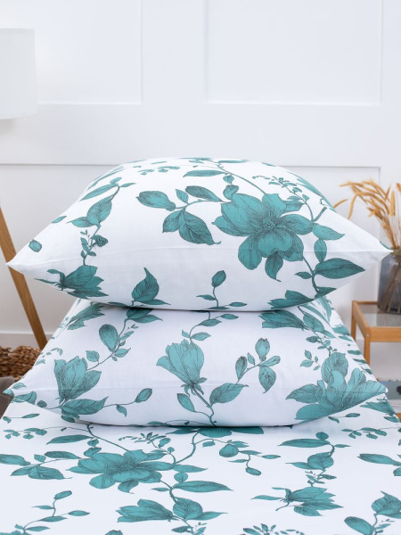 Комплект постельного белья 1,5-спальный, бязь "Комфорт" (Грация, зеленый)