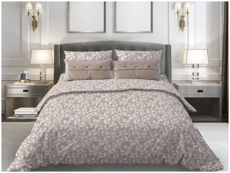 Комплект постельного белья 1,5-спальный, бязь "Комфорт" (Вьюнок, бежевый)