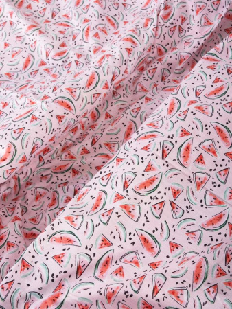 Пододеяльник 1,5-спальный, перкаль, детская расцветка (Арбузики, розовый)