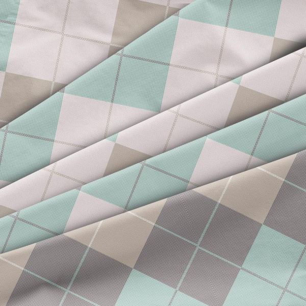 Простыня Евро, перкаль (Клетка Паддингтон, мятная)