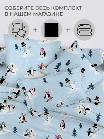 Простыня 100*150 см в детскую кроватку, перкаль, детская расцветка (Пингвинята)