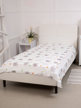 Простыня 1,5-спальная, перкаль, детская расцветка (Ёжики)