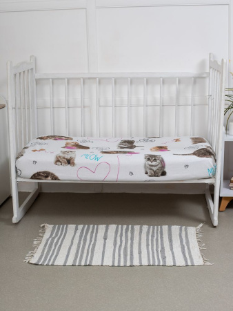 Комплект постельного белья в детскую кроватку, перкаль (Пушистики)