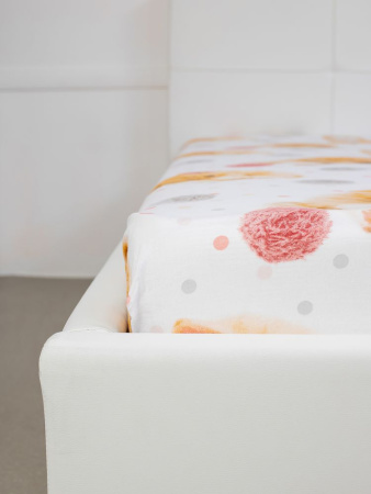 Простыня на резинке 080*160 см, перкаль, детская расцветка (Рыжие котята)