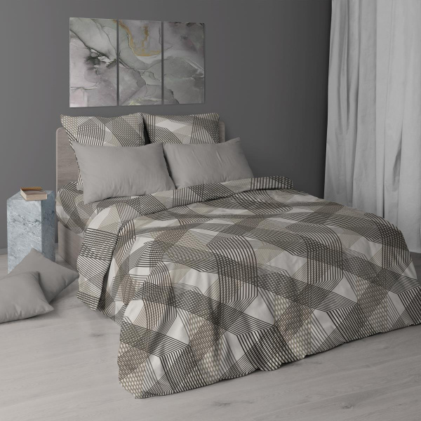 Комплект постельного белья 1,5-спальный, бязь  ГОСТ (220) (Родриго, бежевый)