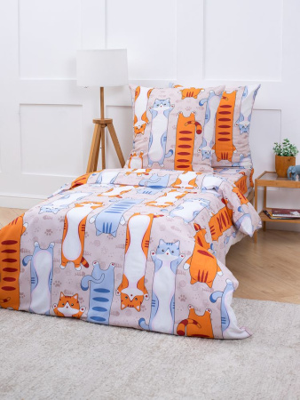Простыня 1,5-спальная, бязь "Комфорт", детская расцветка (Кот батон)