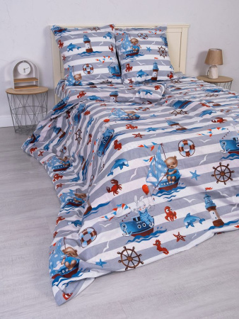 Наволочка 50*70 см, перкаль, детская расцветка (Рыбалка)