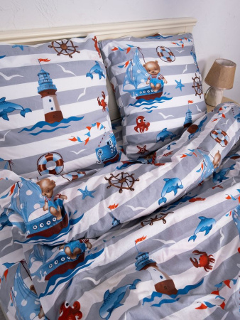 Наволочка 50*70 см, перкаль, детская расцветка (Рыбалка)