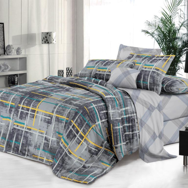 Комплект постельного белья 2-спальный с Евро простыней,на молнии, поплин (Руслан)