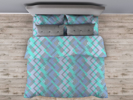 Простыня на резинке 200*200 см, поплин, борт 25 см (Ниагара, бирюзовый)