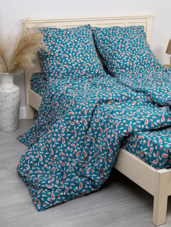 Наволочка 60*60 см, перкаль, детская расцветка (Арбузики, бирюзовый)