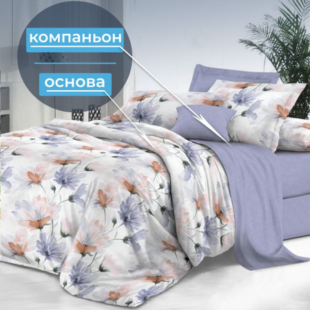 Простыня на резинке 200*200 см, сатин "Престиж", борт 25 см (Цветочная фантазия (компаньон))