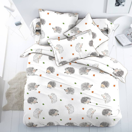 Простыня на резинке 080*160 см, перкаль, детская расцветка (Ёжики)