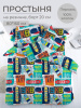 Простыня на резинке 080*160 см, перкаль, детская расцветка (Скейт)