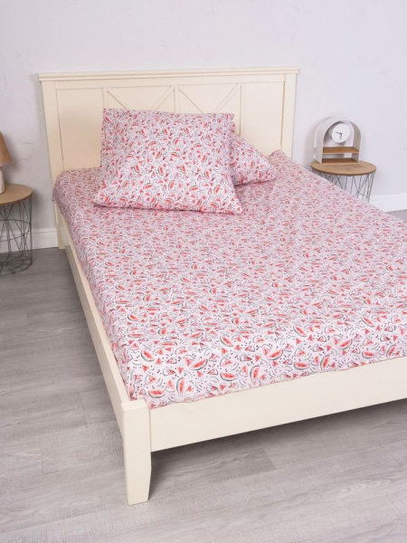 Пододеяльник 1,5-спальный, перкаль, детская расцветка (Арбузики, розовый)