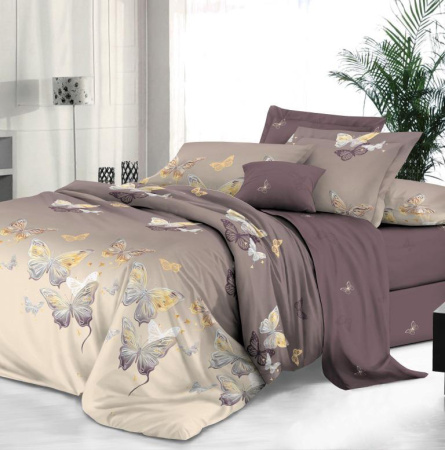 Простыня на резинке 120*200 см, сатин "Престиж", борт 25 см (Прекрасные бабочки (компаньон))