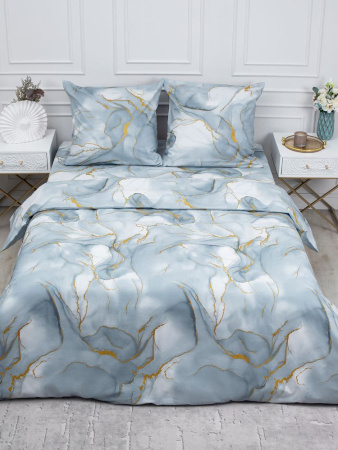 Комплект постельного белья 1,5-спальный, перкаль (Мраморный узор, серый)